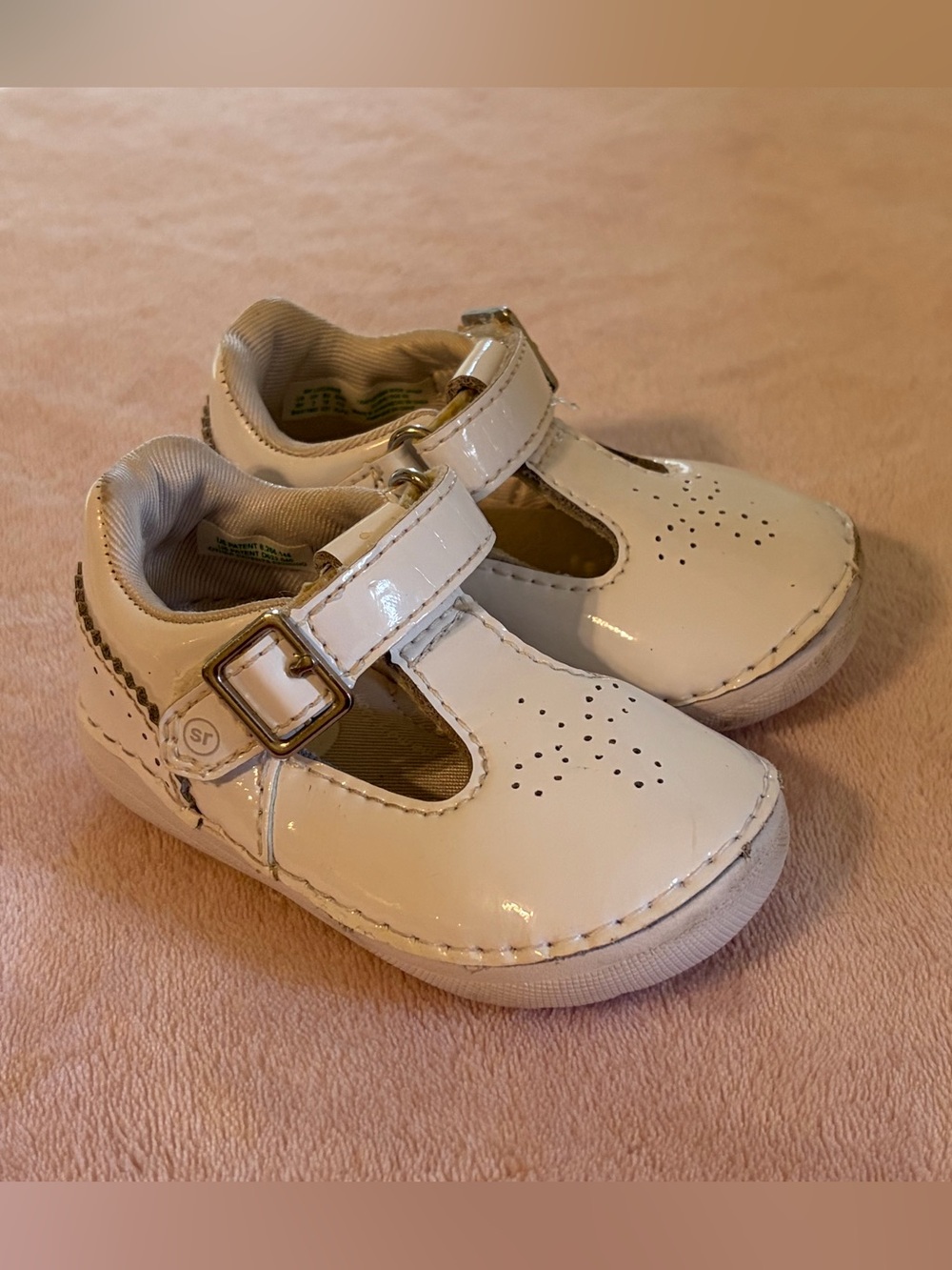 Stride Rite Baby Girls' White Patent Leather Mary Jane Shoe with Buckle